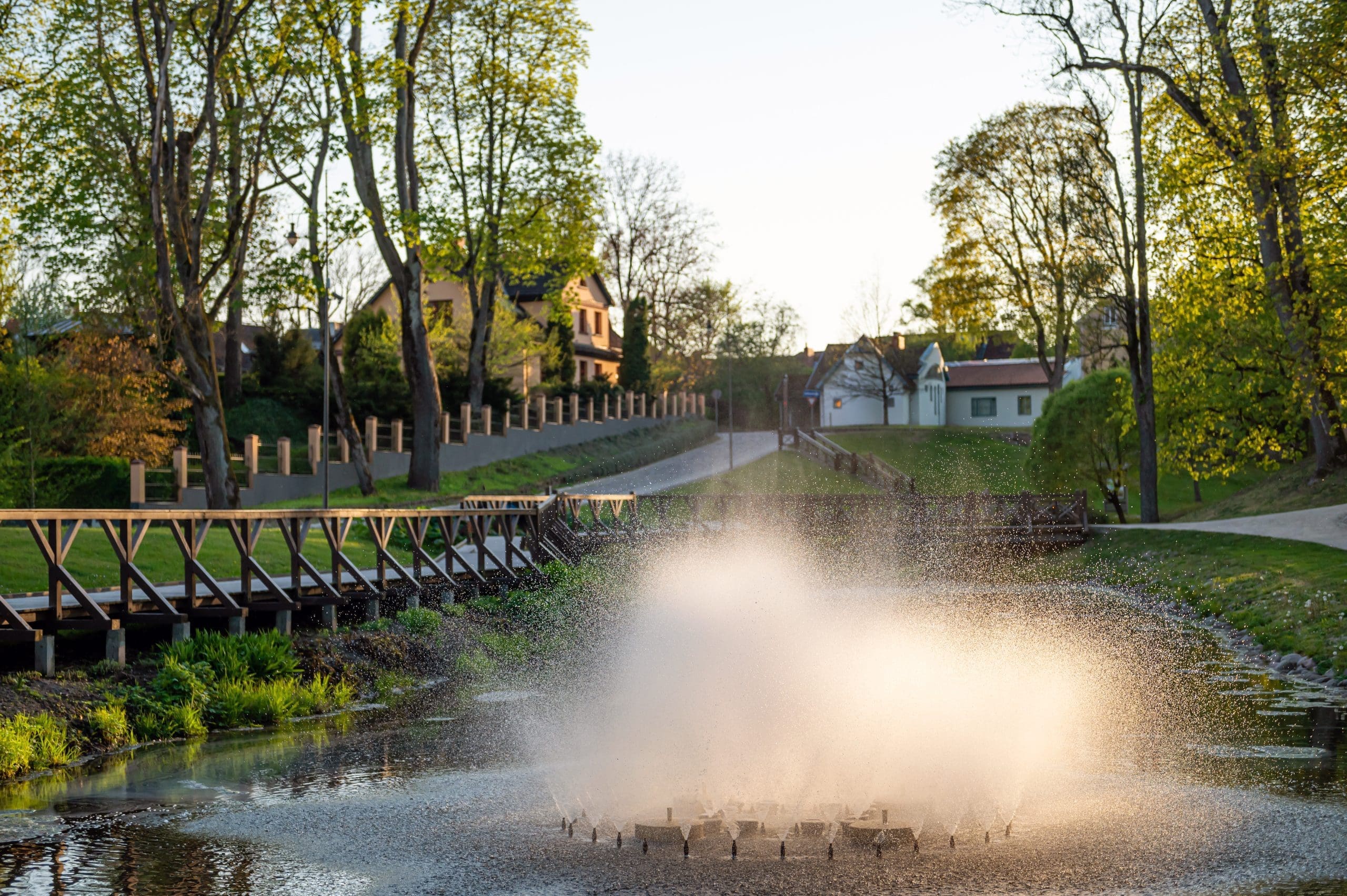 Natural pond with bottom aeration system installed in Massachusetts